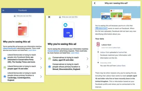 Facebook Facebook targeting information sent in by the public