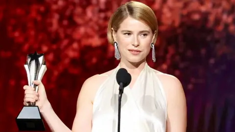 Getty Images Jessie Buckley at the 31st Annual Critics Choice Awards held at the Barker Hangar on January 04, 2026 in Santa Monica, California. 