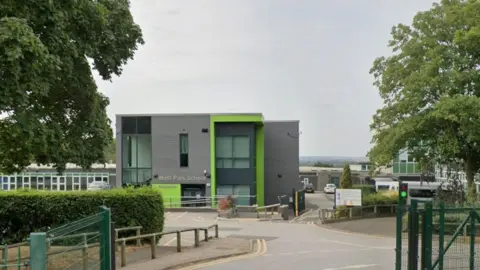 West Park School behind a set of gates