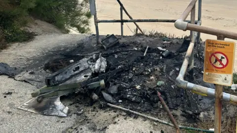 Cornwall Council The burnt out area where the emergency phone had been sited