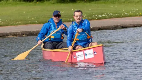 Ingenium Photography Martin Malone and a fellow Expedition Limitless team member in the canoe on the Mooragh Park boating lake