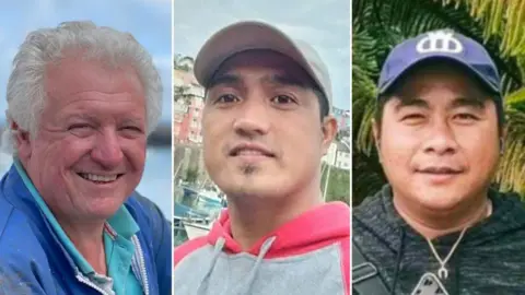 BBC Individual pictures of all three men. On the left is Michael Michieli, in the middle is Jervis Baligat and on the right is Larry Simyunn 