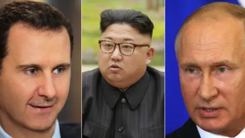 Getty/Composite Assad (L) Kim (C) and Putin (R)