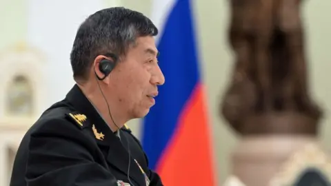 Getty Images Chinese Defence Minister Li Shangfu attends a meeting with Russian President at the Kremlin in Moscow on April 16, 2023.