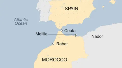 Map of Ceuta and Melilla