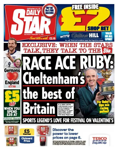The headline on the front page of the Star reads: “Race ace Ruby: Cheltenham's the best of Britain”.