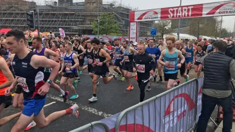 Runners set off from the start line for one of the Sunderland runs