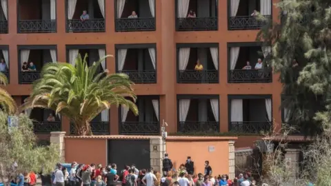 The H10 Costa Adeje Palace Hotel in La Caleta, Tenerife, where hundreds of people are trapped