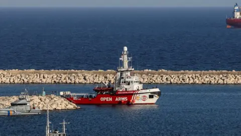 Reuters The Open Arms arrives at Larnaca port in Cyprus after returning from Gaza (3 April 2024)