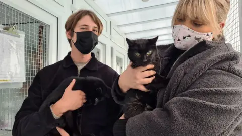 RSPCA Lucy Marheineke with Leon and Nikita