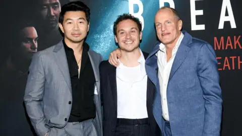 Getty Images Simu Liu, Finn Cole, Woody Harrelson at Focus Features' "Last Breath" New York Premiere at AMC Lincoln Square 13 on February 25, 2025 in New York, New York.