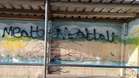 Marazion Town Council Graffitied bus stop