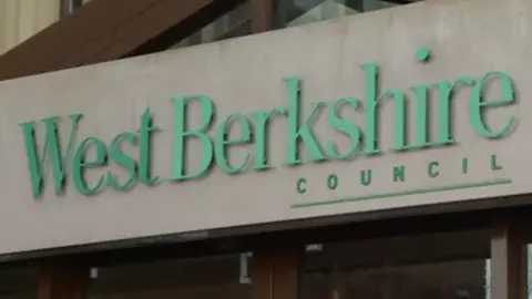 BBC Outside of West Berkshire Council office sign 