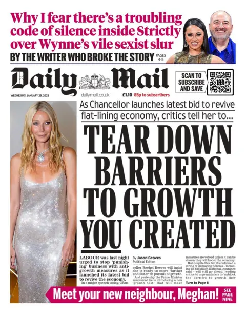 Daily Mail front page 29 January 2025