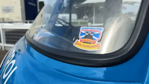 Lambretta Club Great Britain sticker on a windscreen