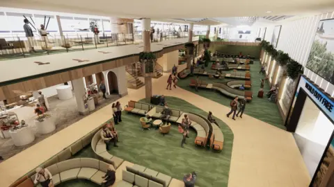 Ports of Jersey An ariel shot of the illustration of the new departure lounge at Jersey Airport.