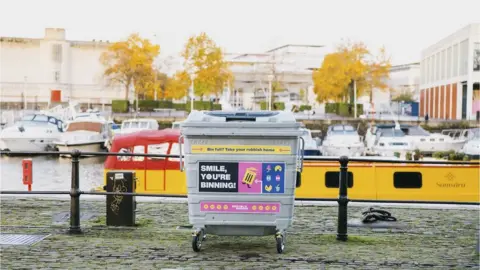 Arthur Tixiliski Bin in Bristol's harbourside