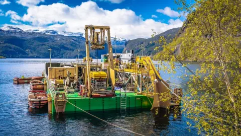 National Grid One of the barges used to construct North Sea Link, which connects Blyth, Northumberland, to the Norwegian village of Kvilldal