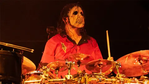 Jay Weinberg of Slipknot performs on stage during the Knotfest at Artukainen Event Park