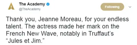 Twitter Tweet from The Academy