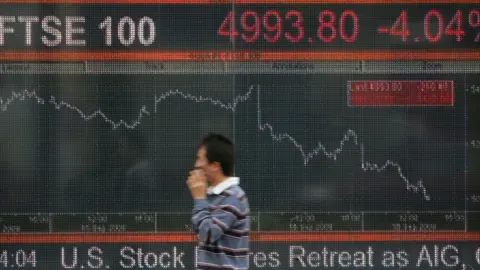 Getty Images falling FTSE 100 index on 16 September 2008