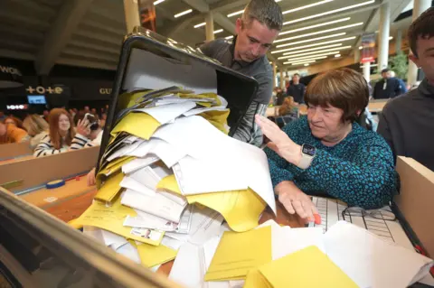 Counting starts at Curragh Racecourse, County Kildare