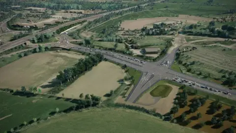 National Highways Artist impression of plans to upgrade junction 25 of the M5