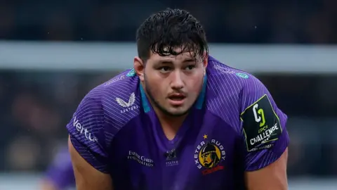 Bachuki Tchumbadze of Exeter Chiefs looks on