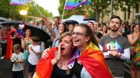 Getty Images Celebrations take place in Melbourne on Wednesday