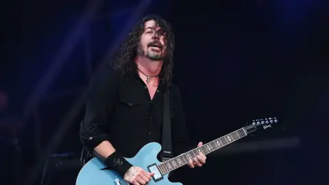 BBC Dave Grohl on stage with Foo Fighters