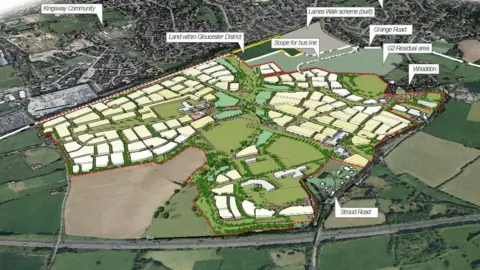 A computer generated image of what the development at Whaddon would look like