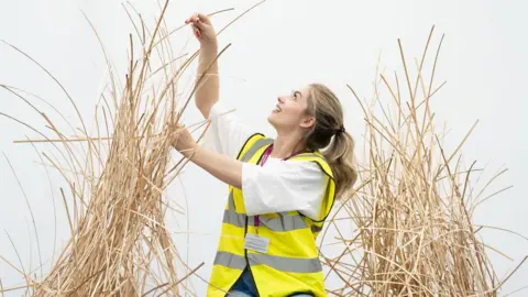 PA Media A young woman working on Chelsea Flower Show preparations