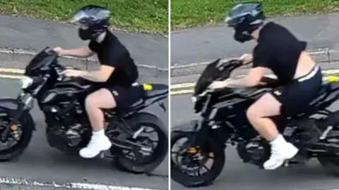 Leicestershire Police Two images of a man riding a motorcycle