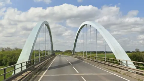 The "blue bridge" on the A16 near Peterborough