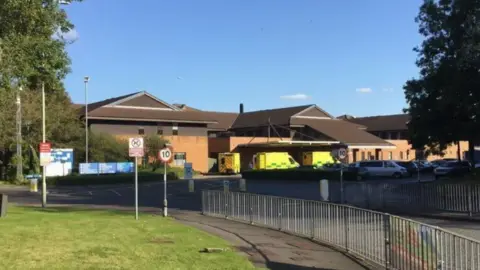 outside Princess of Wales Hospital in Bridgend