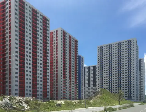 Anbarasan Ethirajan/BBC Housing built with Chinese investment in Hulumale, Maldives