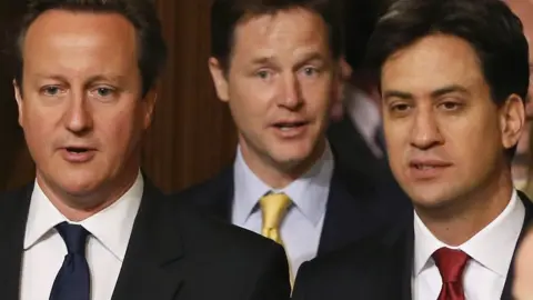 Getty Images Cameron, Clegg and Miliband