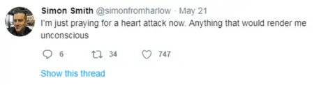 Twitter "I'm just praying for a heart attack now"