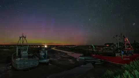 Gary Pearson Aurora borealis seen from Brancaster Staithe in Norfolk