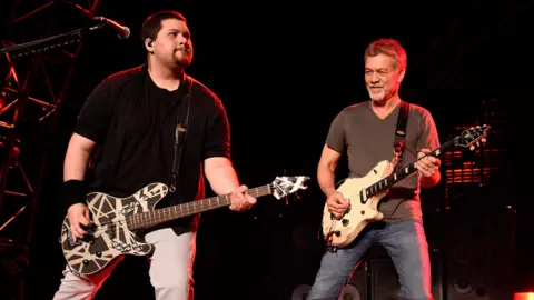 Getty Images Wolfgang Van Halen on stage with his father Eddie