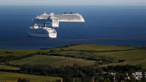 Getty Images Three of the P&0 Cruise Ships in Weymouth Bay