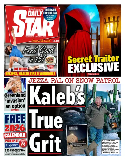 "Kaleb's true grit" reads the headline on the front page of the Daily Star.