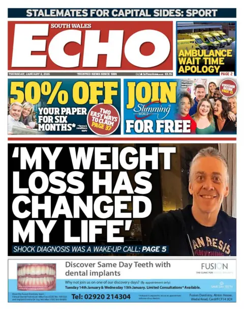 South Wales Echo South Wales Echo front page 