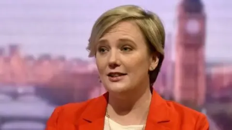 Stella Creasy, with an image of Big Ben in the background behind her