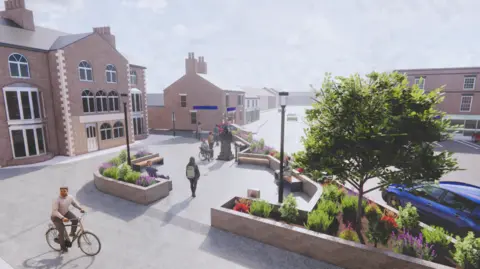 East Riding of Yorkshire Council Artist impression of plans for Market Place, Pocklington