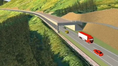 Transport Scotland Artist impression of tunnel at the Rest and be Thankful landslip-prone road