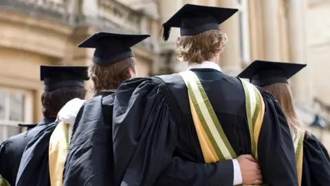 Getty Images University students graduating at Bath Abbey.