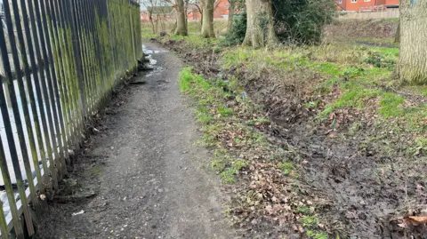 Lisa Scott Footpath contaminated by sewage at Horley