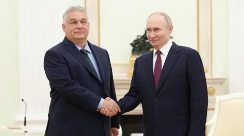 Reuters Hungarian Prime Minister Viktor Orban shaking hands with Russian President Vladimir Putin at a meeting in Moscow