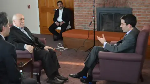 Gulen at his home being interviewed by the BBC